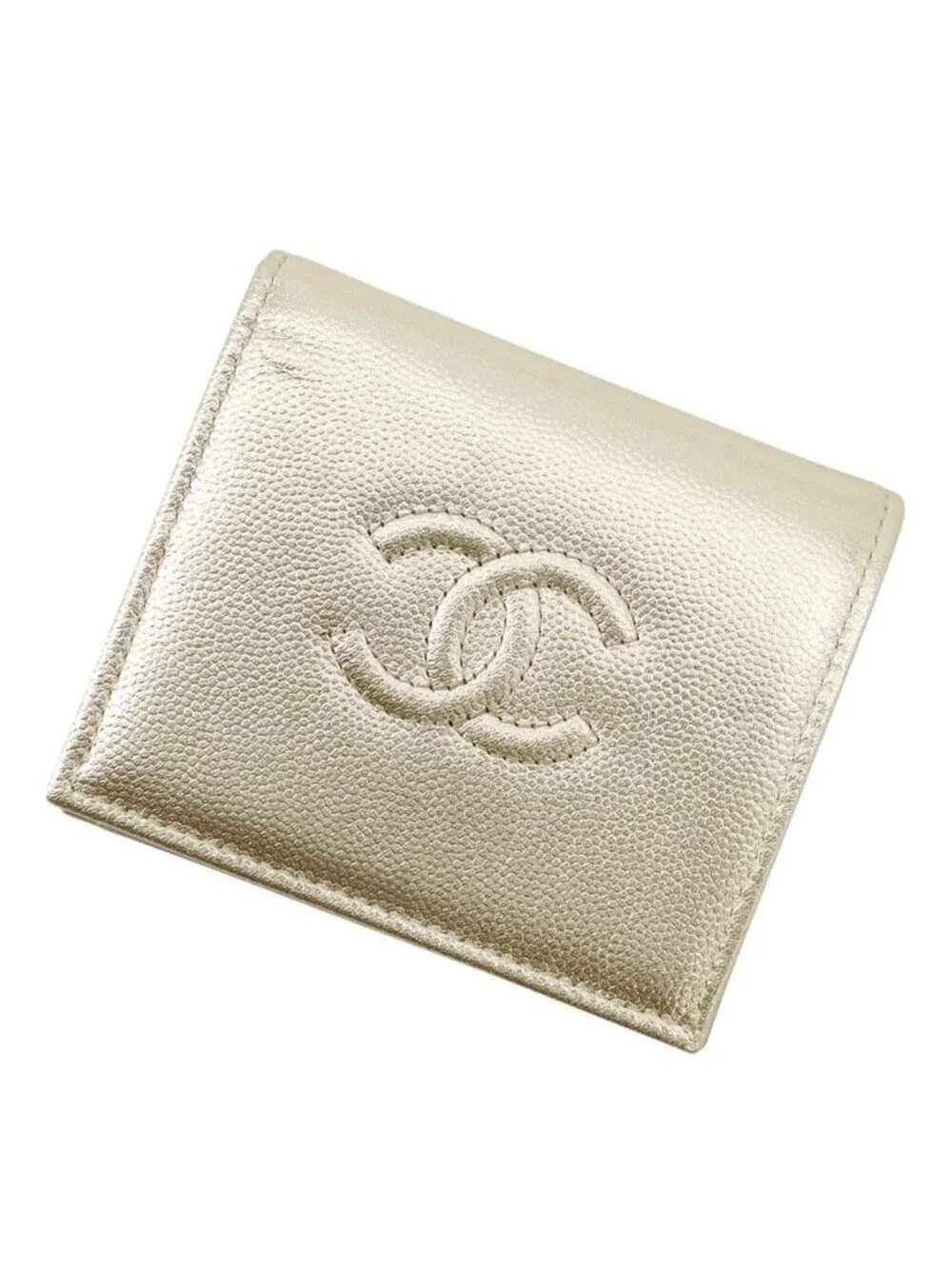 Chanel Bifold Wallet CC Logo Small Flap Caviar Leather